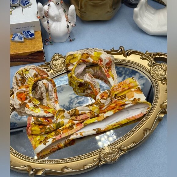 🆕 ZIMMERMANN KIDS 🧿 NWT Raie Trim Tie Front Bikini, Yellow Floral - Sz 1Y - Picture 6 of 16